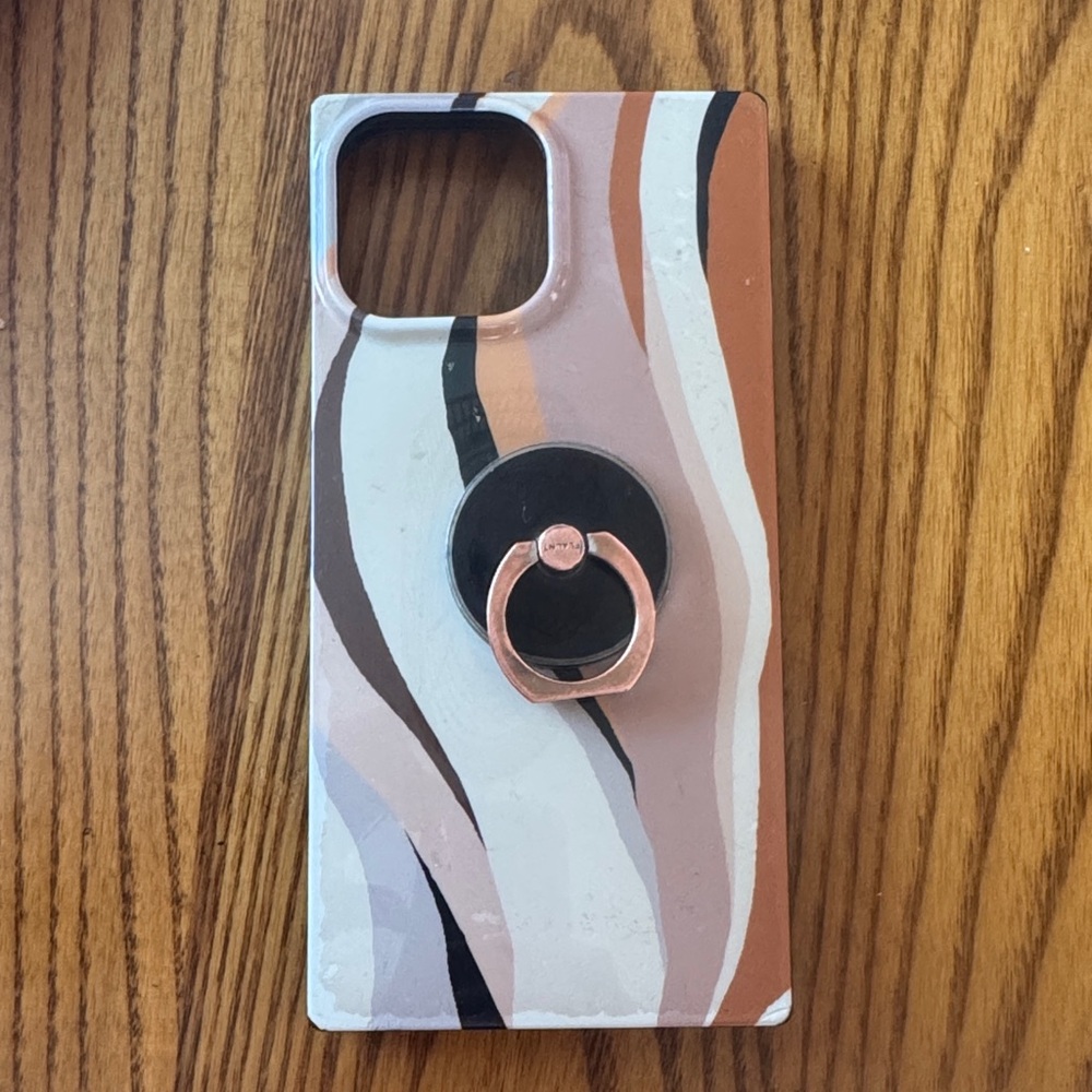 FLAUNT Elegant Neutral Brown + Black Phone Case w/ Ring Holder iphone 13 Pro Max